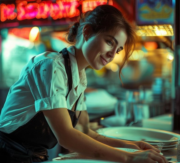 服务员的辛勤工作,责任与追求 服务员的辛勤工作,责任与追求